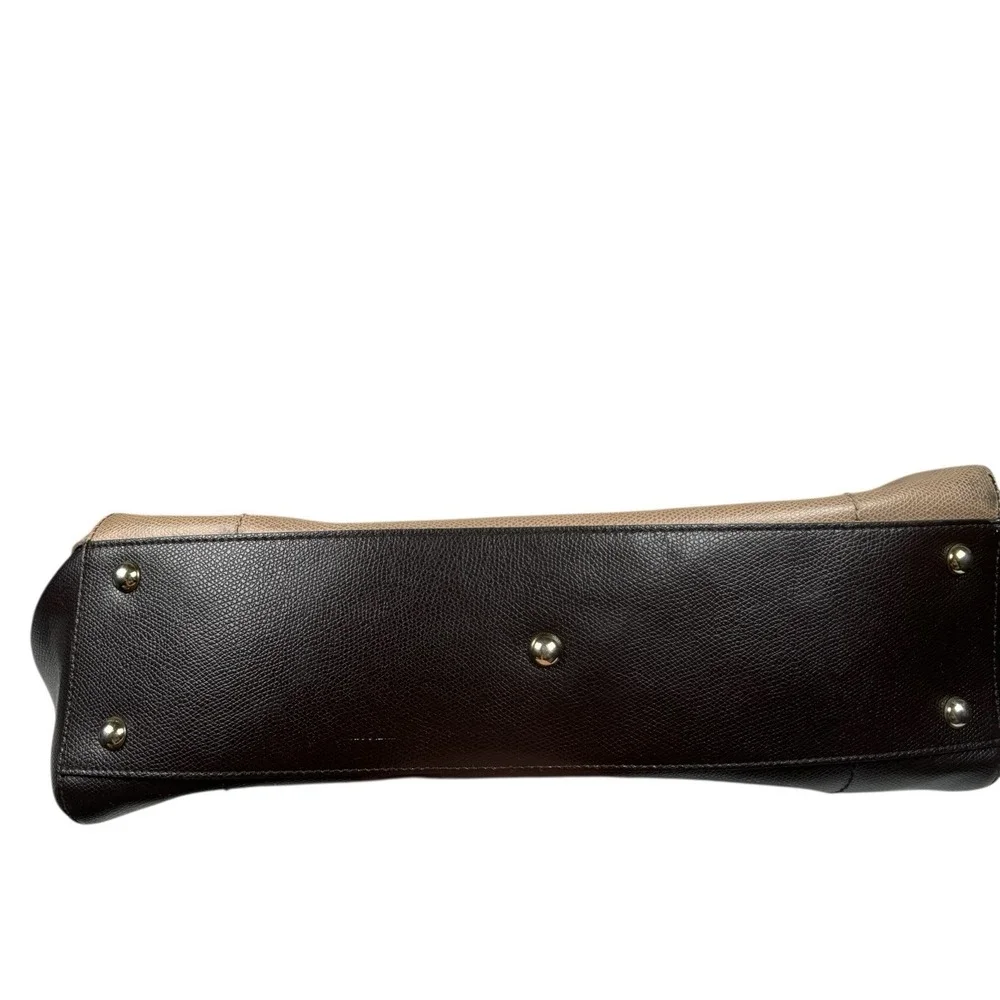 Furla Top Handle Handbag Italian Leather Purse Taupe‎ Cream Brown